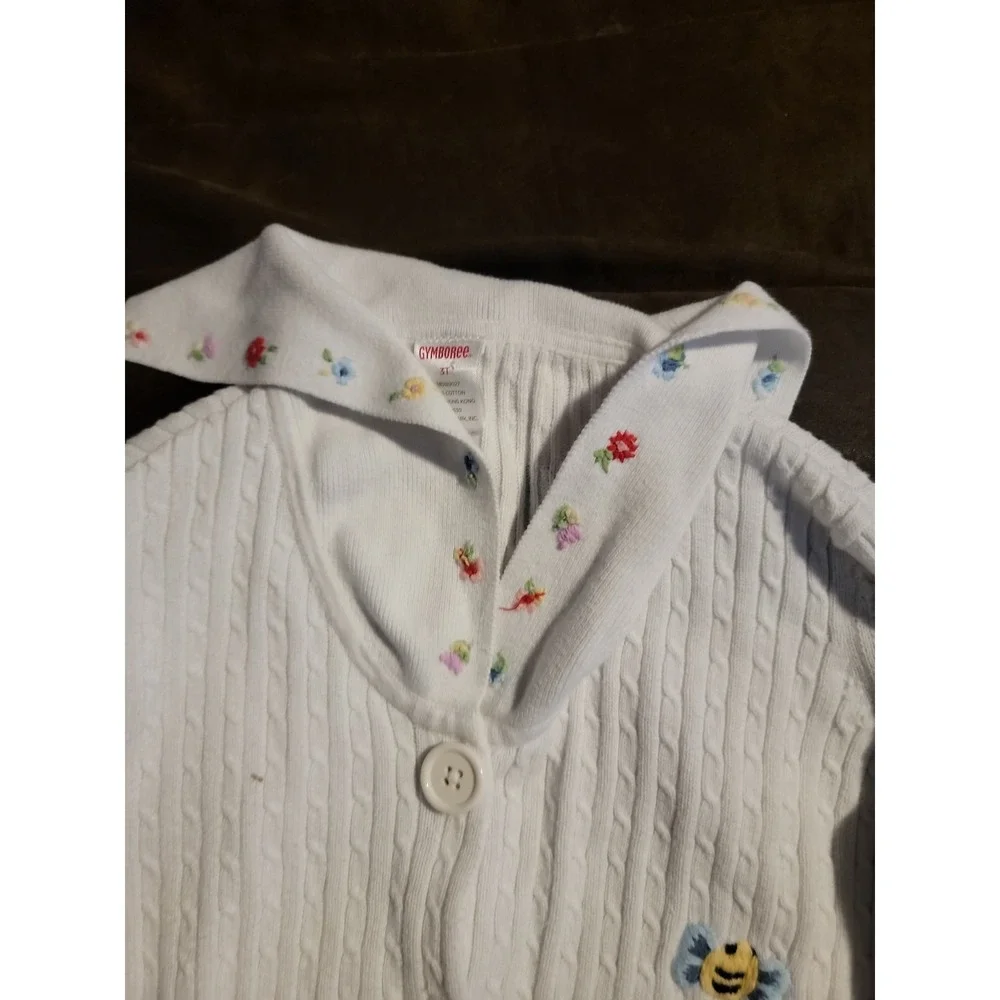 Gymboree wish you were here bee floral white sweater‎ size 3t vintage